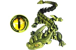 UXBSTM 12in Flexible 3D Printed Dragon with Eyes, Articulated Fidget 3D Printed Animals, Stress Relief 3D Printed Toy for Anxiety & ADHD, Unique Home Office Décor