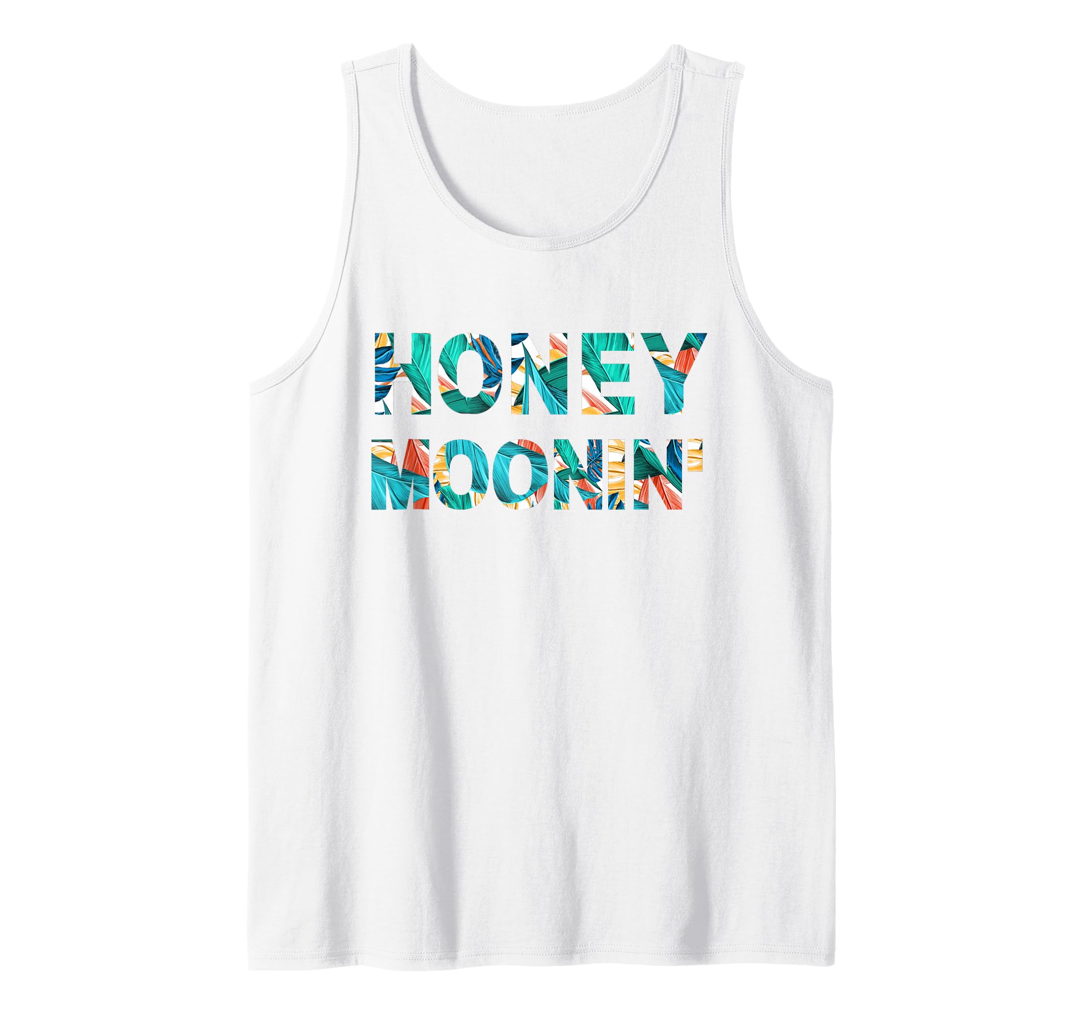 View 1 of *** BLUE COLOR **Honey Moonin Matching Couple Just Married Tropical Honeymoon Tank Top