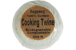 Regency Wraps Butchers Cooking Twine Ball, Made of Heavy-Weight Natural Cotton for Turkey Trussing and Meat Prep for Roasting, 200 ft Ball