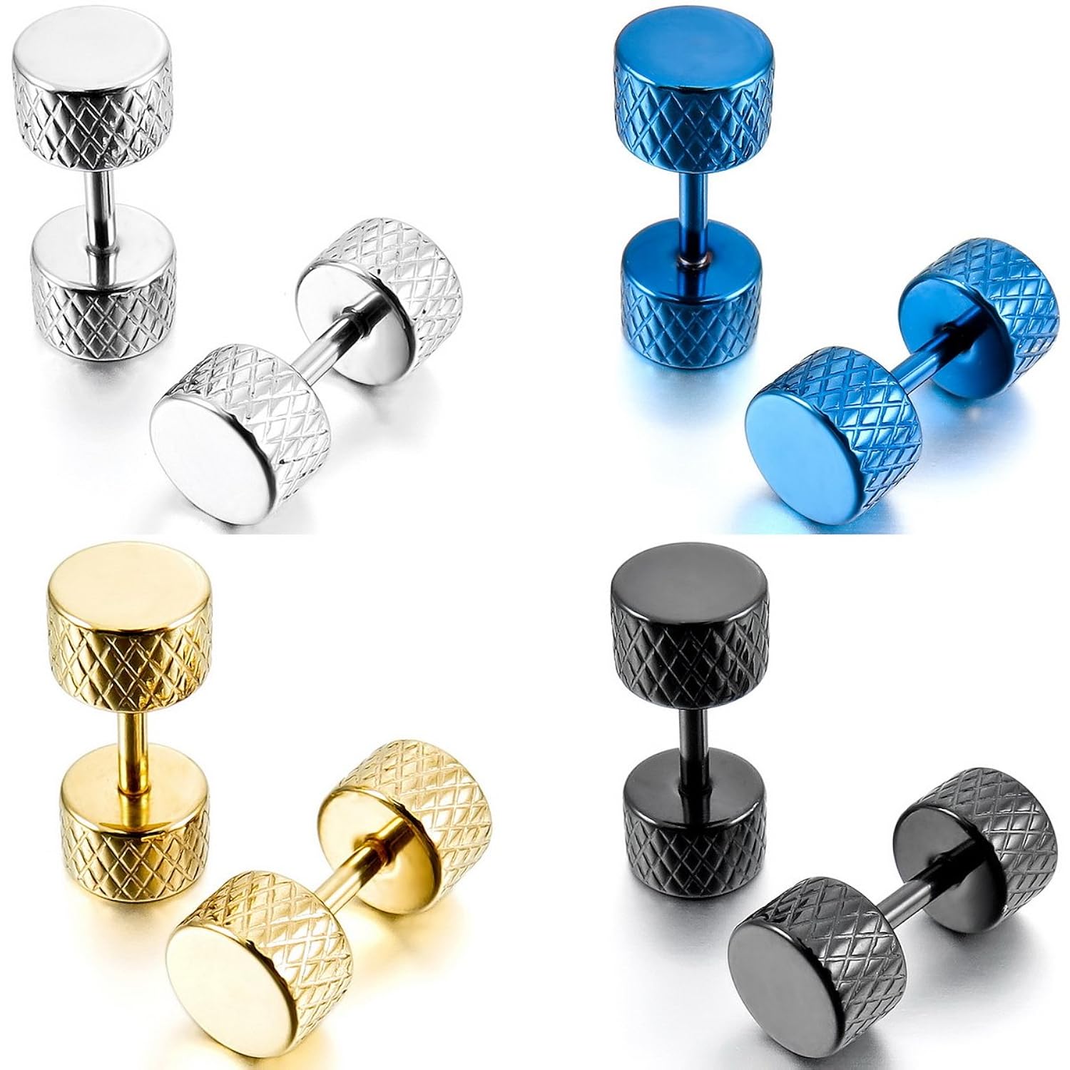 MunkiMix Acero Inoxidable Semental Pendientes Negro Azul Plata Oro Dorado Dos Tono