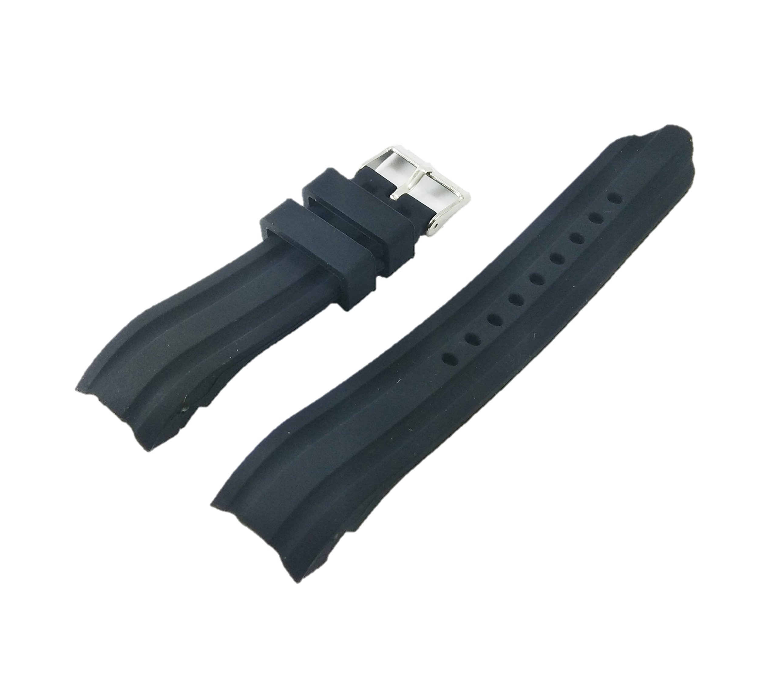 g24 20mm Waterproof Black Silicone Rubber Curved End Dive Watch Band Strap