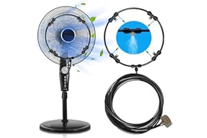 THKUR Fan Misting Kit Fan Misters for Cooling Outdoor Misting Fans for Outside 20 Inches Misters for Outside Patio with 9.85FT Misting Tube and 4 Brass Mist Nozzles for Garden Barbecues Parties (20 IN)
