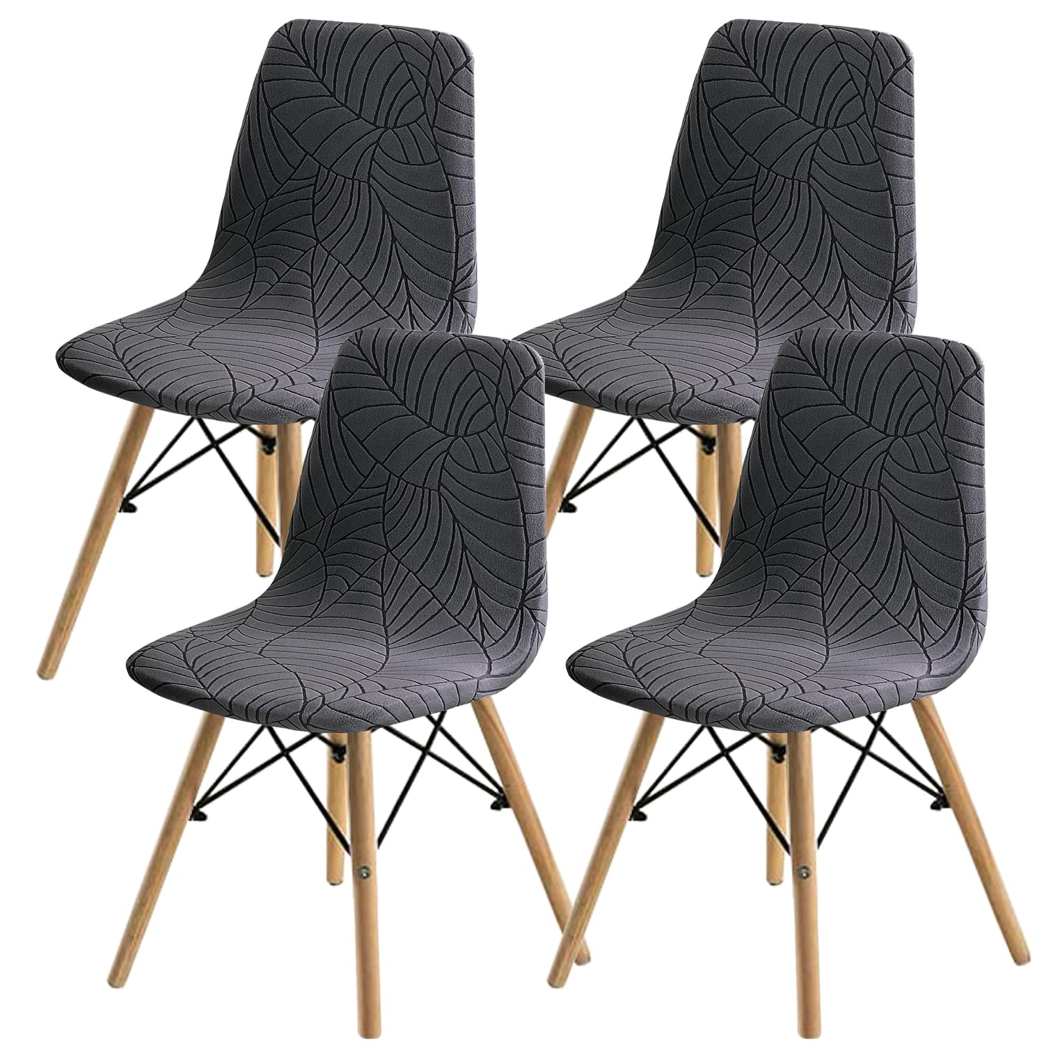 SHENGYIJING Dining Chairs Covers Set of 2/4/6,Style Shell Dining Chair Mid Century Modern Chair Sipcover,Upholstered Dining Accent Side Chair Covers (Grey1,4 Pieces)