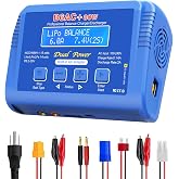 LiPo Charger 80W 6A, RC Fast Balance Battery Charger Discharger | RC Car Drone Boat Aircraft Battery Charger for 1-6S LiPo/Li-ion LiFe 1-15S NiMH/NiCD 2-20V Pb Smart Batteries
