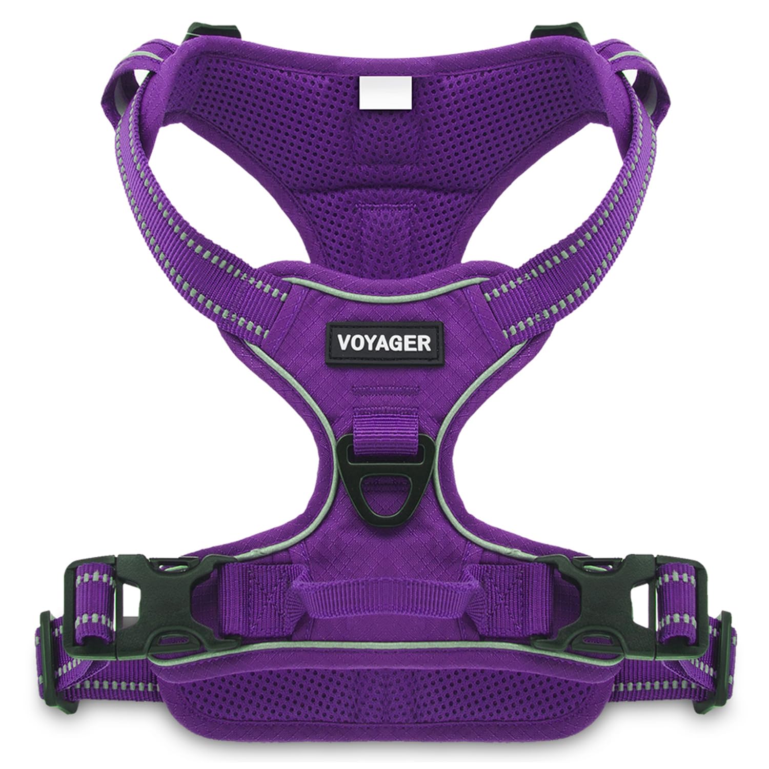 Voyager Dog Harness Dual Leash Attachment No-Pull Control Adjustable Soft but Strong Pet Harness for Medium and Large Dogs with 3M Reflective Technology - Purple Lattice, M (Chest: 20 - 25")