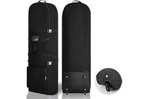 DAREKUKU Padded Golf Travel Bag with Wheels, Soft-Sided Foldable Golf Club Cover Travel Case for Airlines, 900D Heavy Duty Oxford Wear-Resistant, Extra Storage Pocket, Upgraded Handle Style (Black)