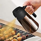 Pulverizador de óleo escuro 2 em 1 com bloqueio de luz, frasco dispensador de óleo de 470 ml para cozinha, garrafa de óleo de