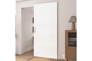JUBEST 38"x86" Concealed Sliding Barn Door with Soft Close Hardware Kit, White Hidden Door for Opening 30"-34"x84", Waterproof and Modern, Smooth Sliding, for Interior Using, Widely Used