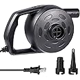 Etekcity Air Pump for Inflatables, Portable Electric Air Mattress Pump, Quick-Fill Perfect Inflator/Deflator for Couch, Blow up Pool Floats Raft Bed Boat Toy with Nozzles, 110-120V, Black