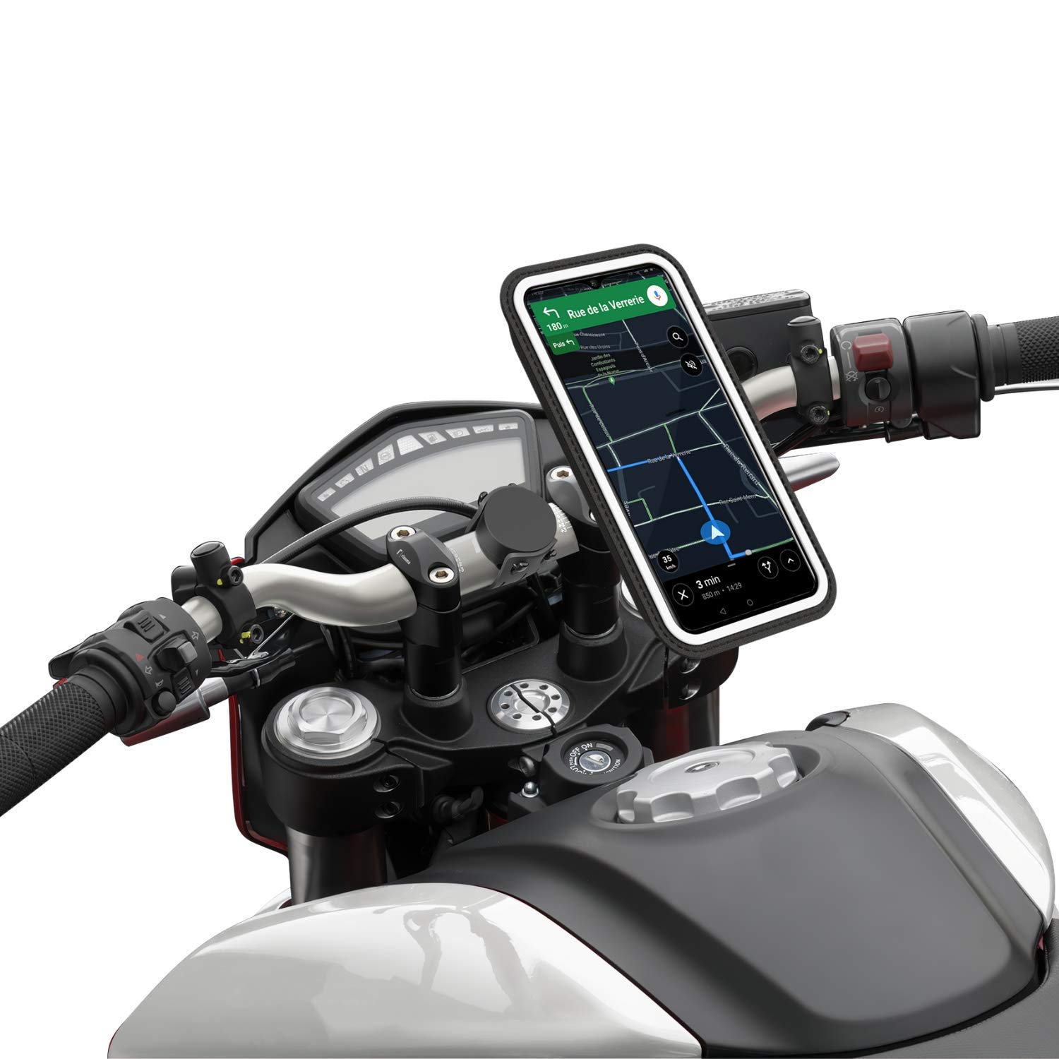 Shapeheart - Magnetic motorbike phone holder , Anti vibration motorcycle phone holder , Waterproof Motorcycle Handlebar phone mount , 360° orientation