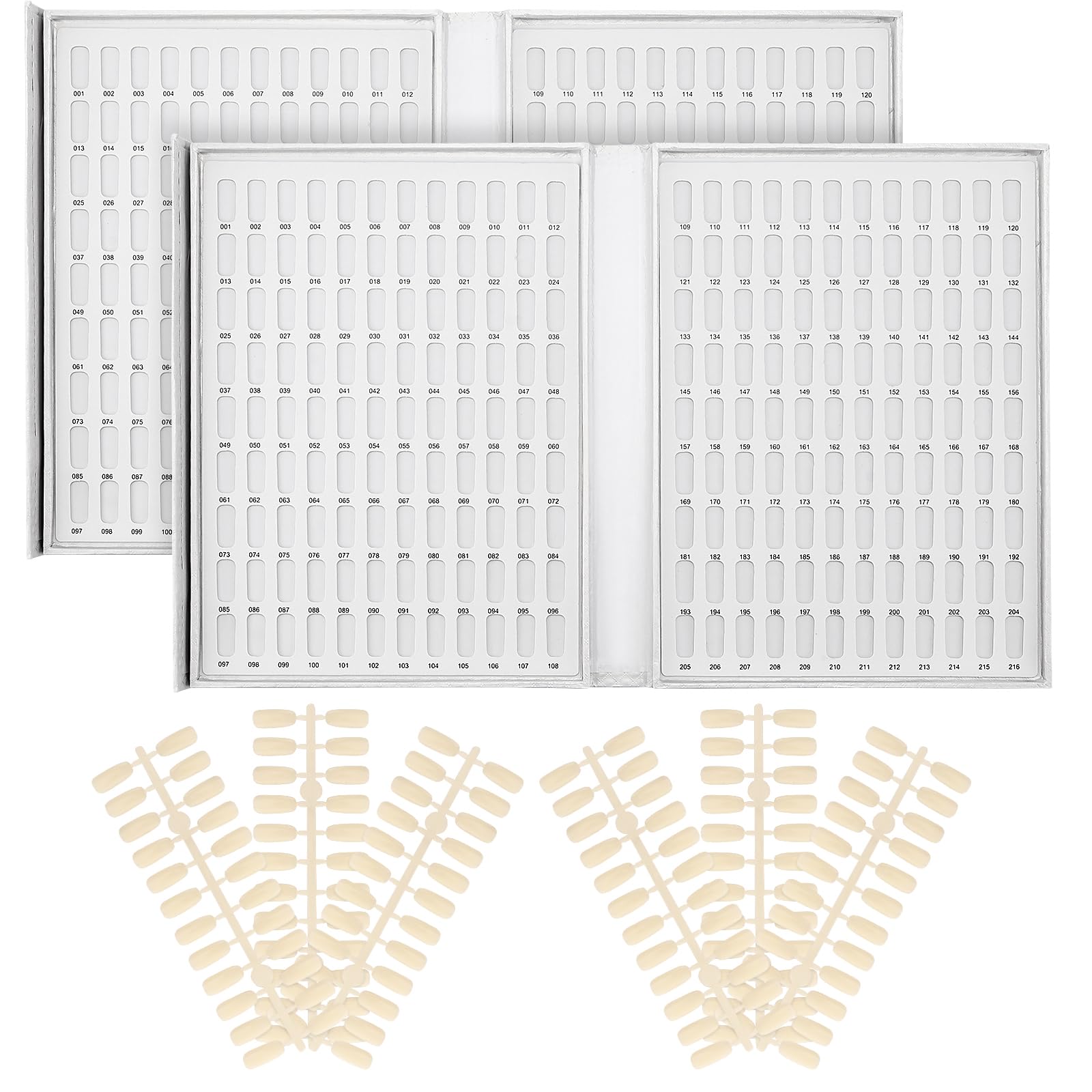HEIYUET Pack of 2 216 Nail Display Book White Nail Art Display Book with 480 Flat Nail Colour Chart Nail Art Display Presentation Nail Art Display for Presentation of Nail Art Design