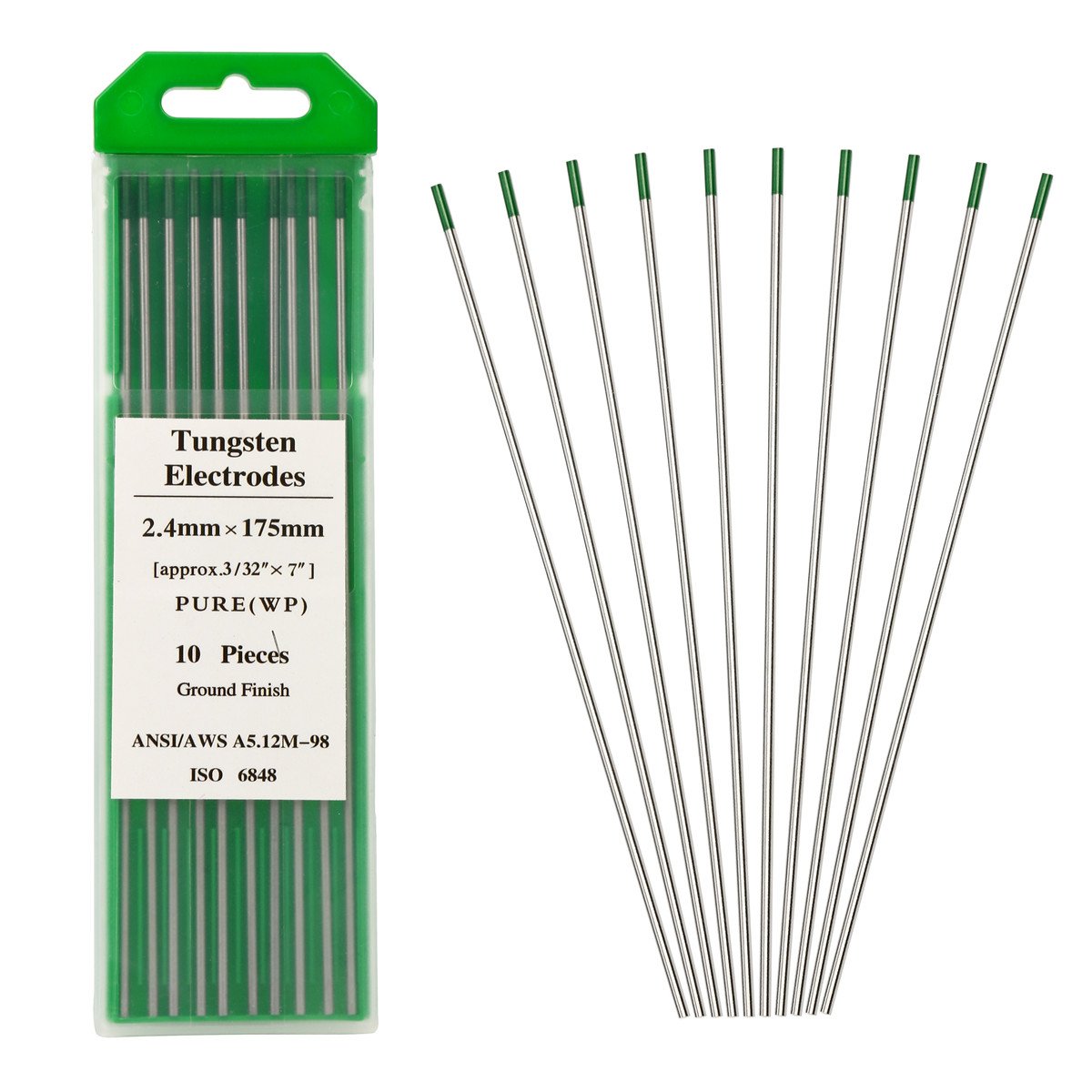 Pure Tungsten Green WP TIG Welding Tungsten Electrode 3/32" x 7"Inch