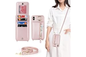 DEYHU iPhone Xs Max Phone Case with Card Holder for Women, iPhone Xs Max Case Wallet with Strap Credit Card Slots Crossbody with Kickstand Zipper Case for iPhoneXsMax - Rose Gold