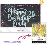 Cakeshop Personalised Happy Birthday Glitter Cake Topper - Light Blue view 2