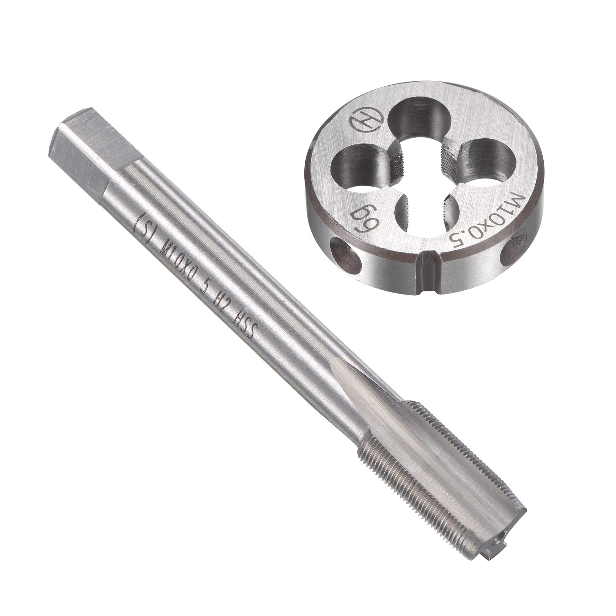 MACHSWON M10 x 0.5mm Metric Tap and Die Set - Machine Thread Screw Tap with Round Threading Die Kit for Thread Repair