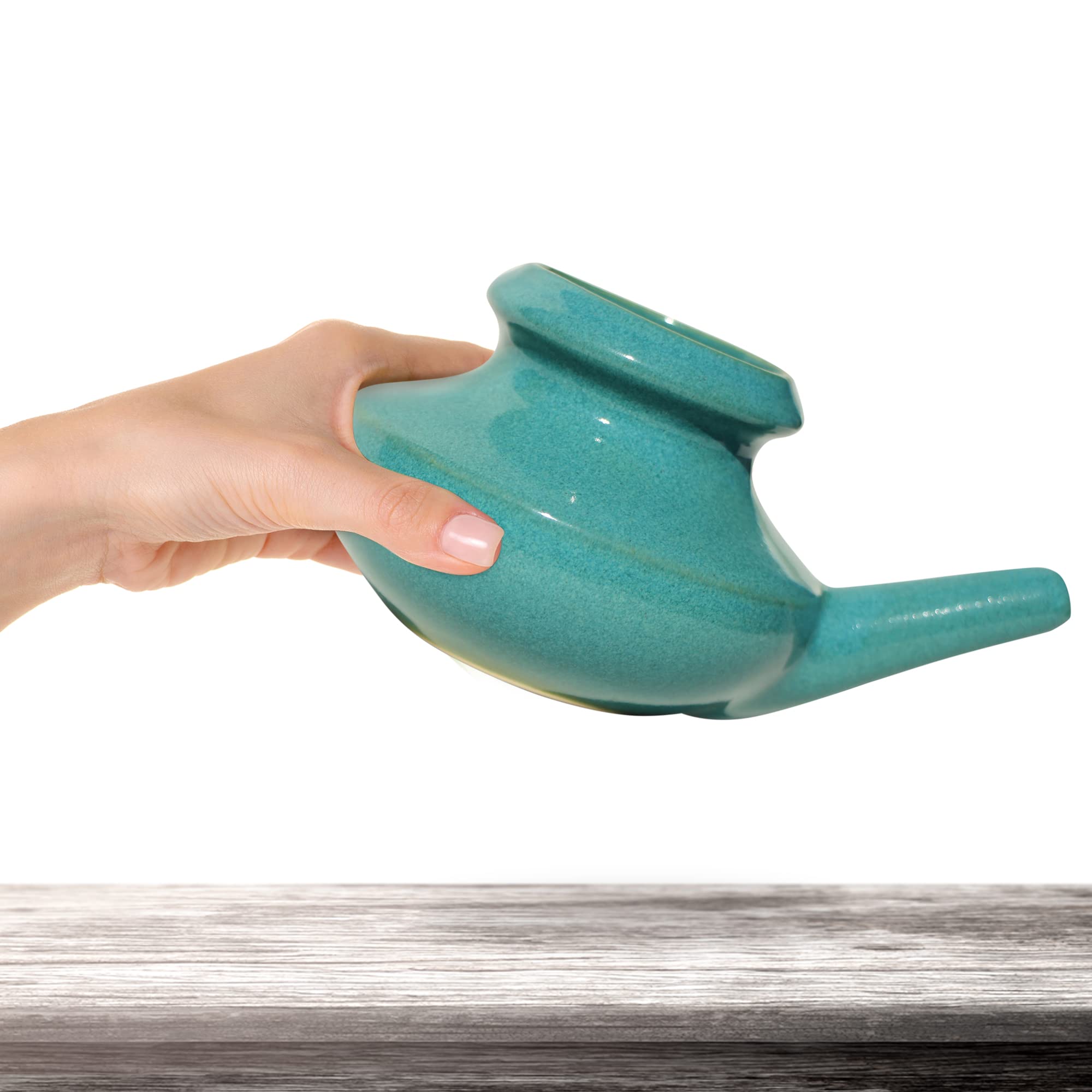 Baraka Sinus Ayurvedic Care Kit - Ceramic Neti Pot (Jade), Perfect for Sinus Relief. (1 oz) Premium Quality Essential Oils and Mineral Salt Rinse (2 oz).