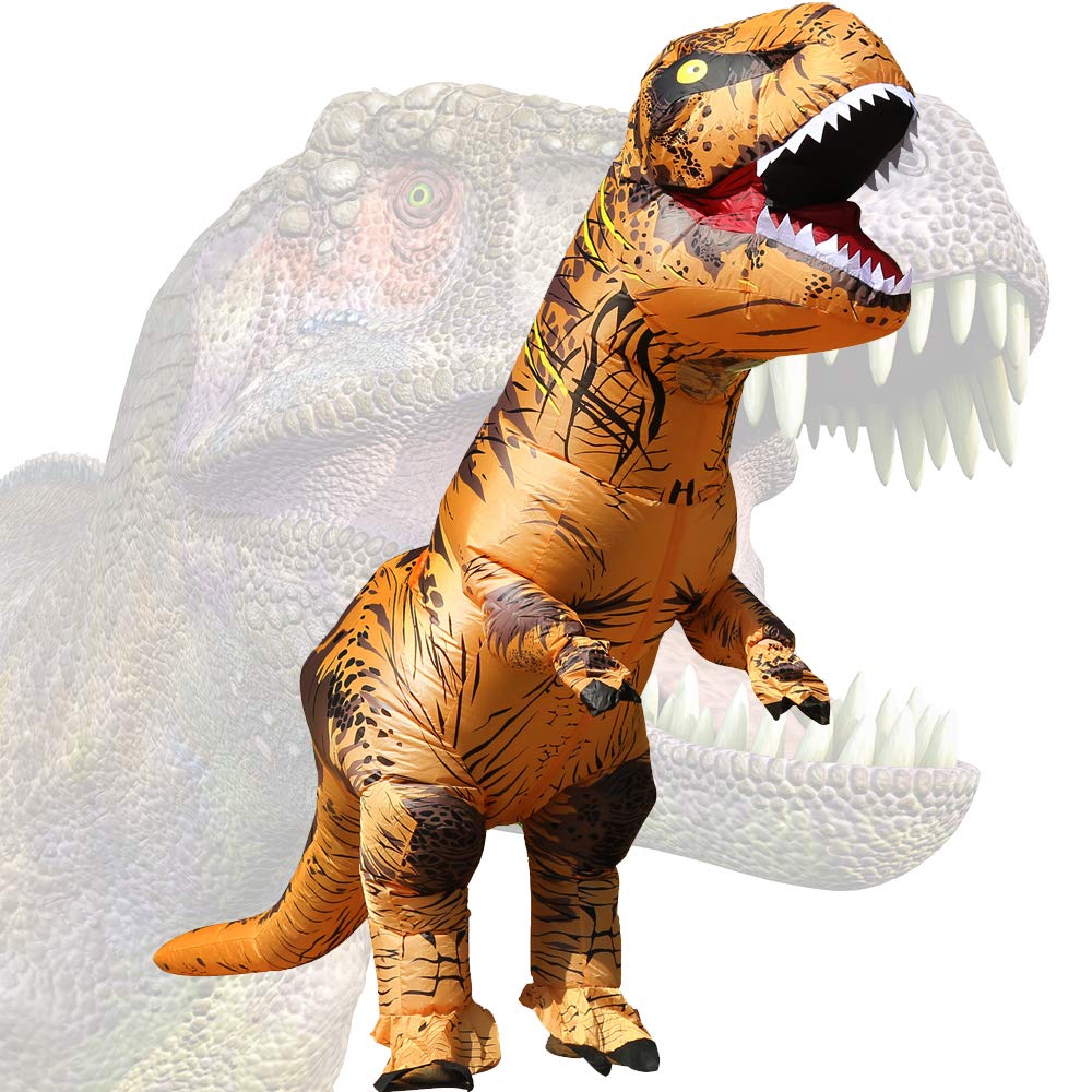 JASHKE Inflatable Dionsaur Costume Adult T rex Inflatable Costumes Blow up Suit Facny Dress for Adult Halloween Costumes