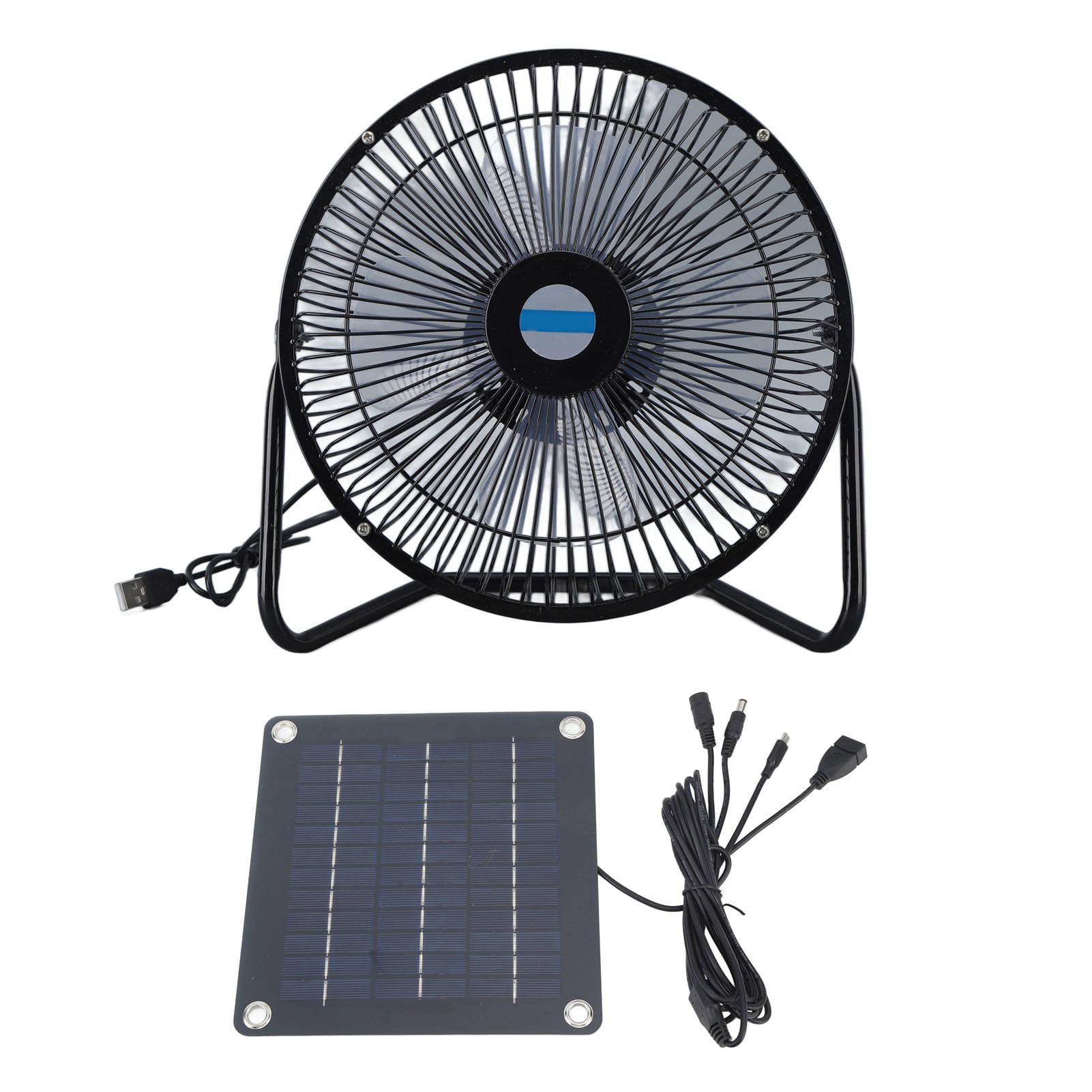 10W Solar Panel 8 Inch Mini Rechargeable Fan - USB Portable Cooling Personal Desk Fan for Camping, Outdoor, Chicken House