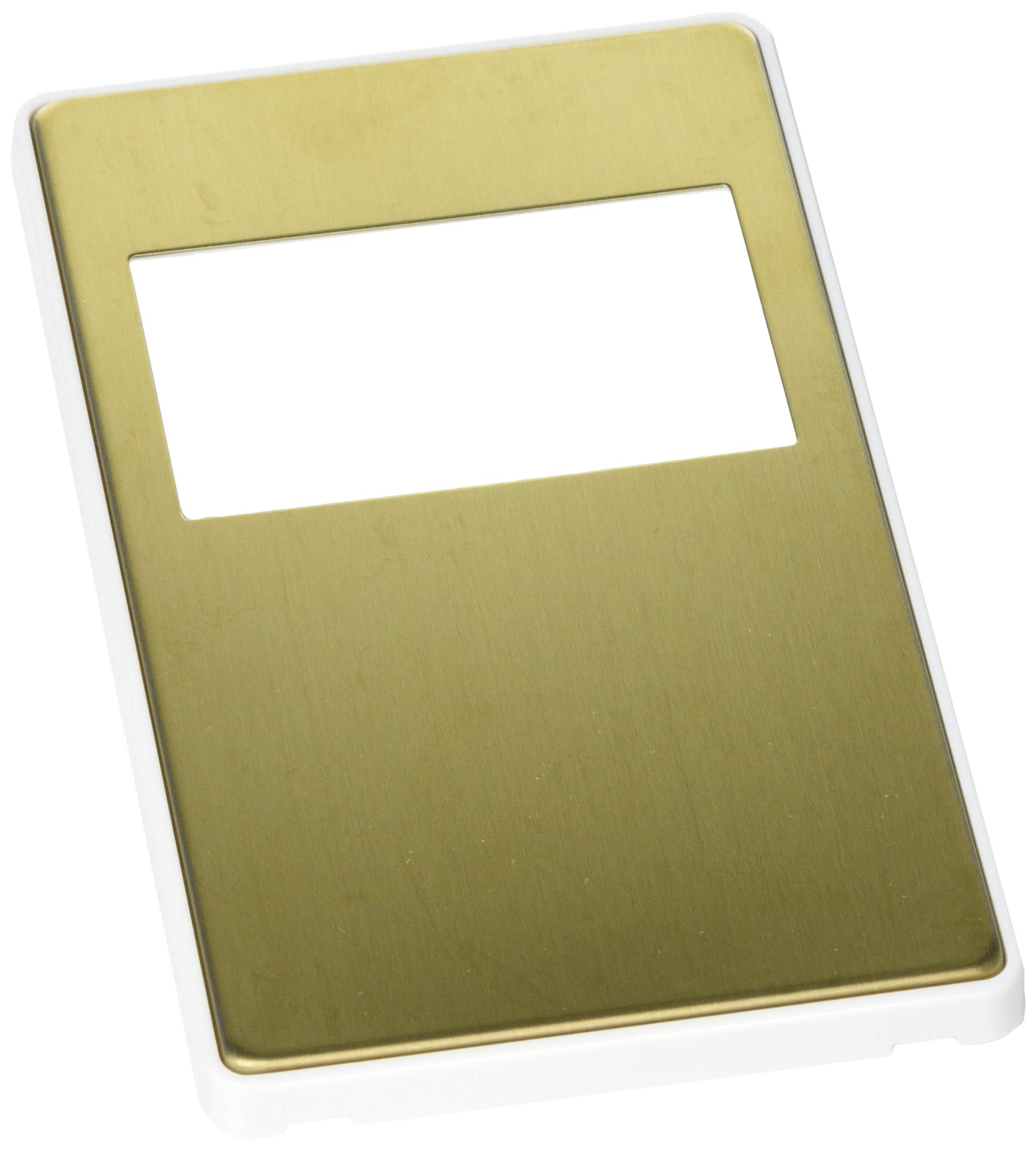 MK Dimensions Shaver Outlet Satin Brass Finish Frontplate with A White Trim