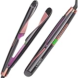 LANDOT Hair Straightener and Curler 2 in 1, Twist Straightening Curling Iron, Professional Negative Ion Flat Iron with Adjust