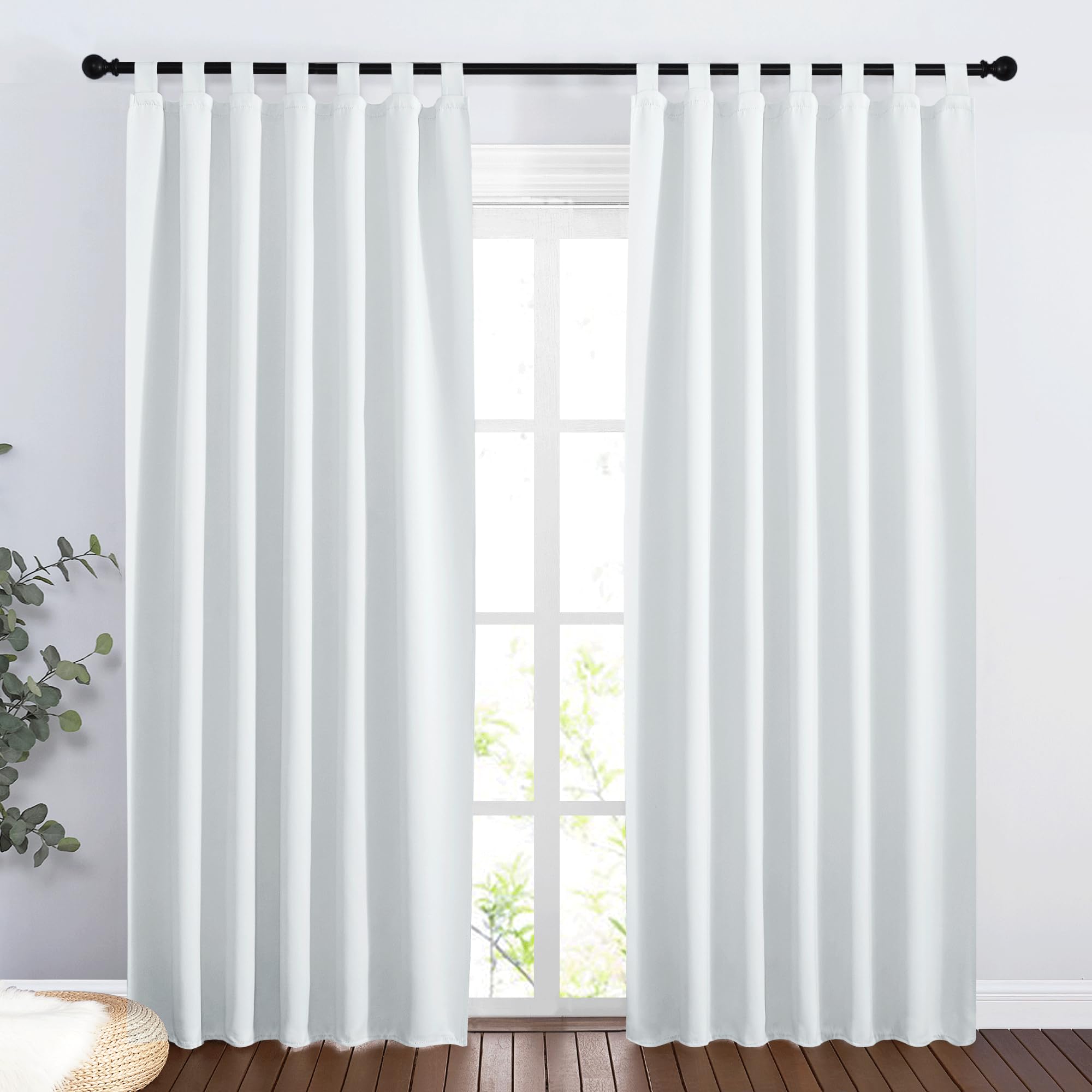 PONY DANCE Living Room Curtains - Window Decoration Thermal Insulated Curtain and Window Drapery for Children Adults Energy Saving 2 Panels 140 x 220 cm Grey White — image 1