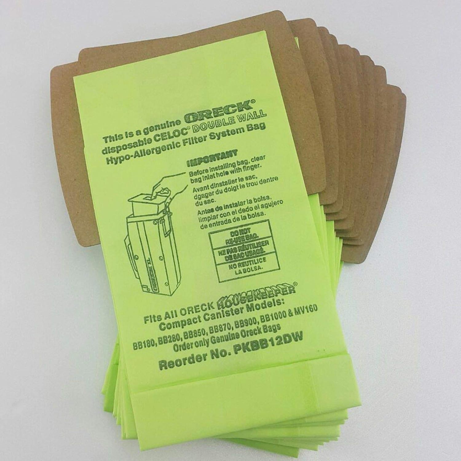 Genuine Oreck XL Buster B Canister Vacuum Bags PKBB12DW Housekeeper Bag 12 Pack -