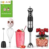 Immersion Hand Blender Handheld, COLAZE【5-in-1】800W 12 Speed Control Multifunctional Electric Stick Blender with Stainless St