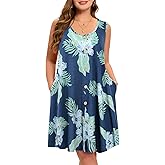 ZENNILO Women's Casual Dresses Tshirt Dresses Plus Size Summer Dresses V Neck Beach Cover Up Sundress with Pockets