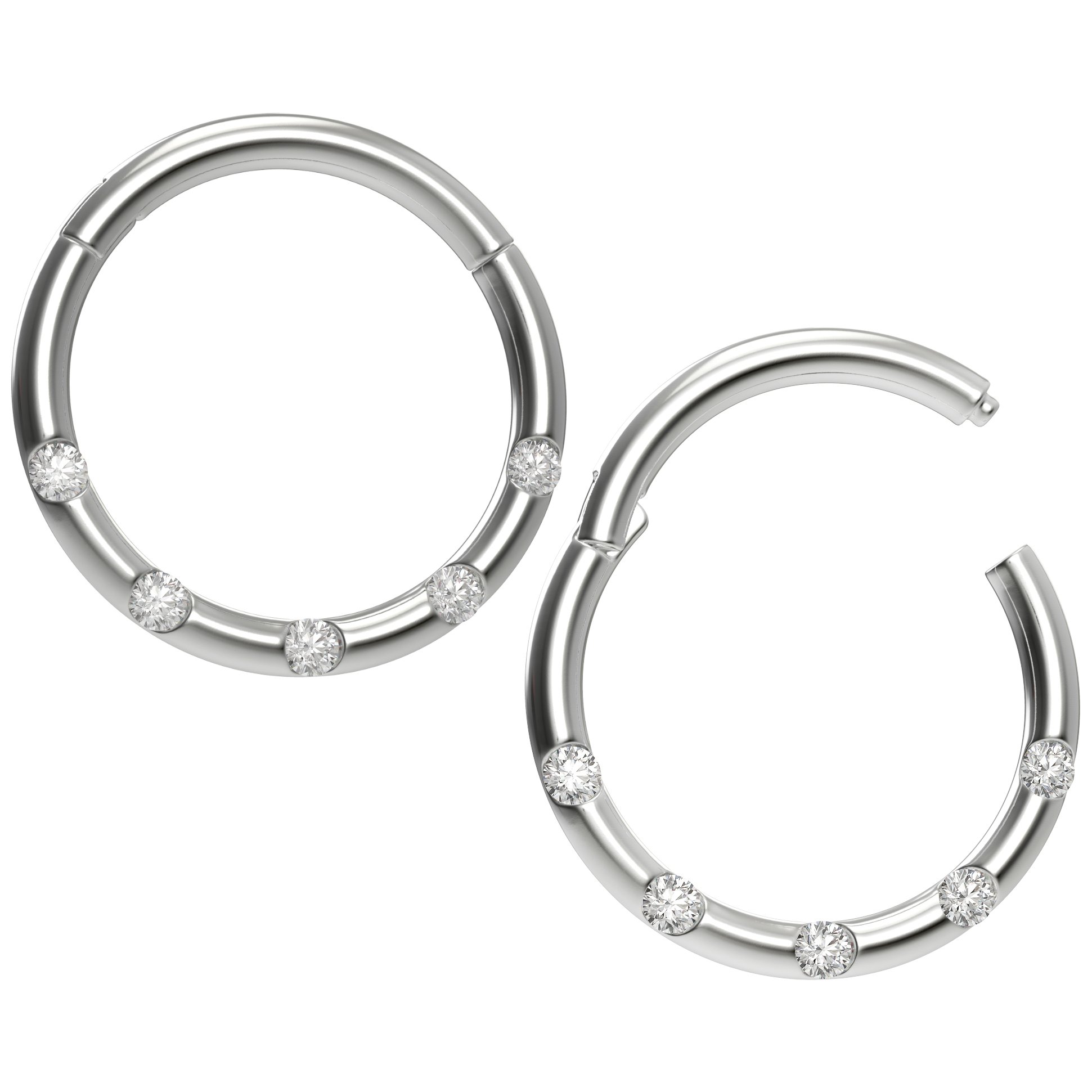 2pc 18g 1mm CZ Hinged Segment Rings Steel Septum Bar Nostril Seamless Clicker Hoop Cartilage Bar Nose Bar Ear Tragus