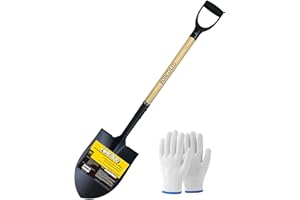FORCOLID Shovel for Digging,Heavy Duty Garden Shovel with D-Handle,41 Inch Round Point Wooden Handle,Ideal for Gardening,Landscaping,Beach,and Snow Removal