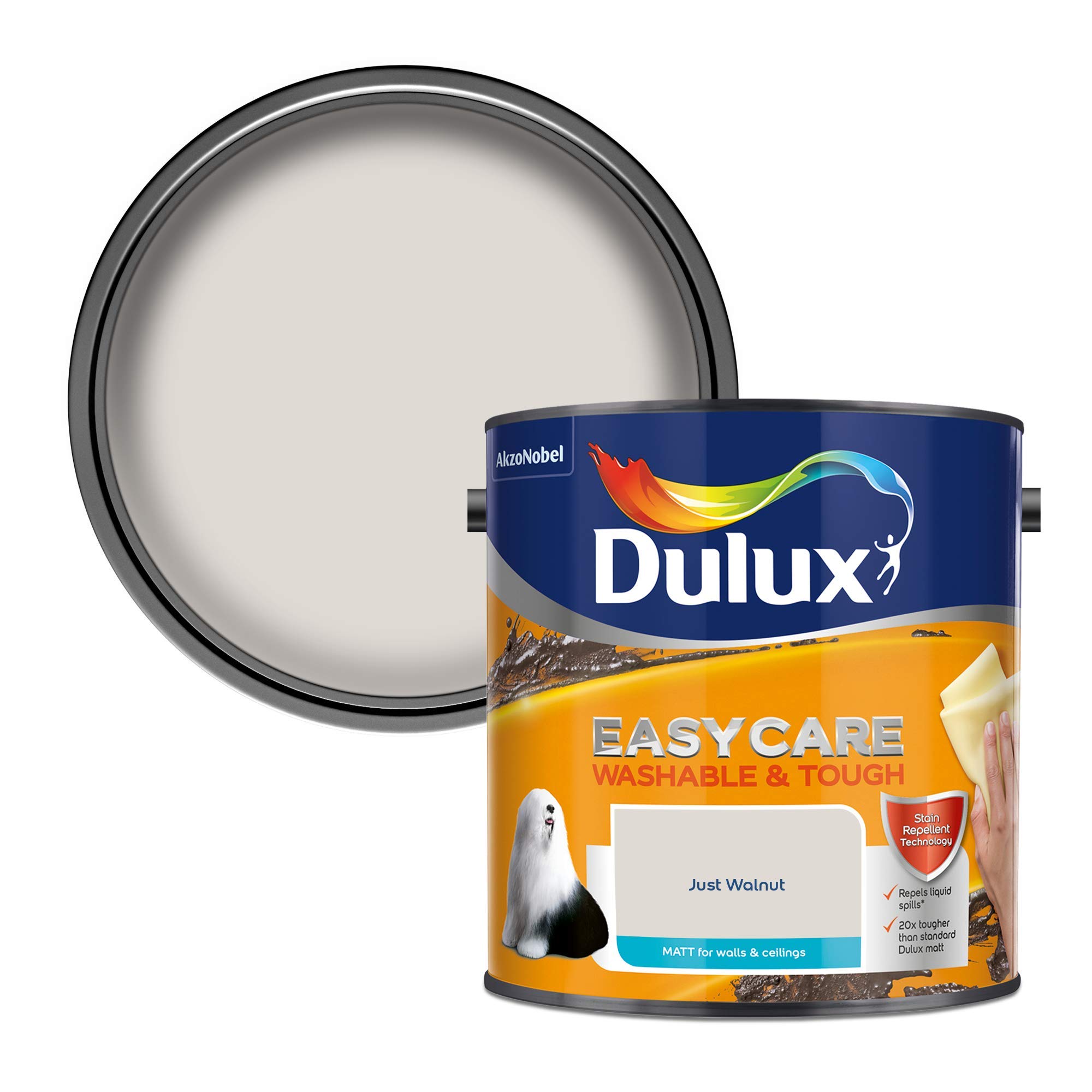 Dulux Easycare Washable & Tough Matt Emulsion Paint For Walls And Ceilings - Just Walnut 2.5 Litres