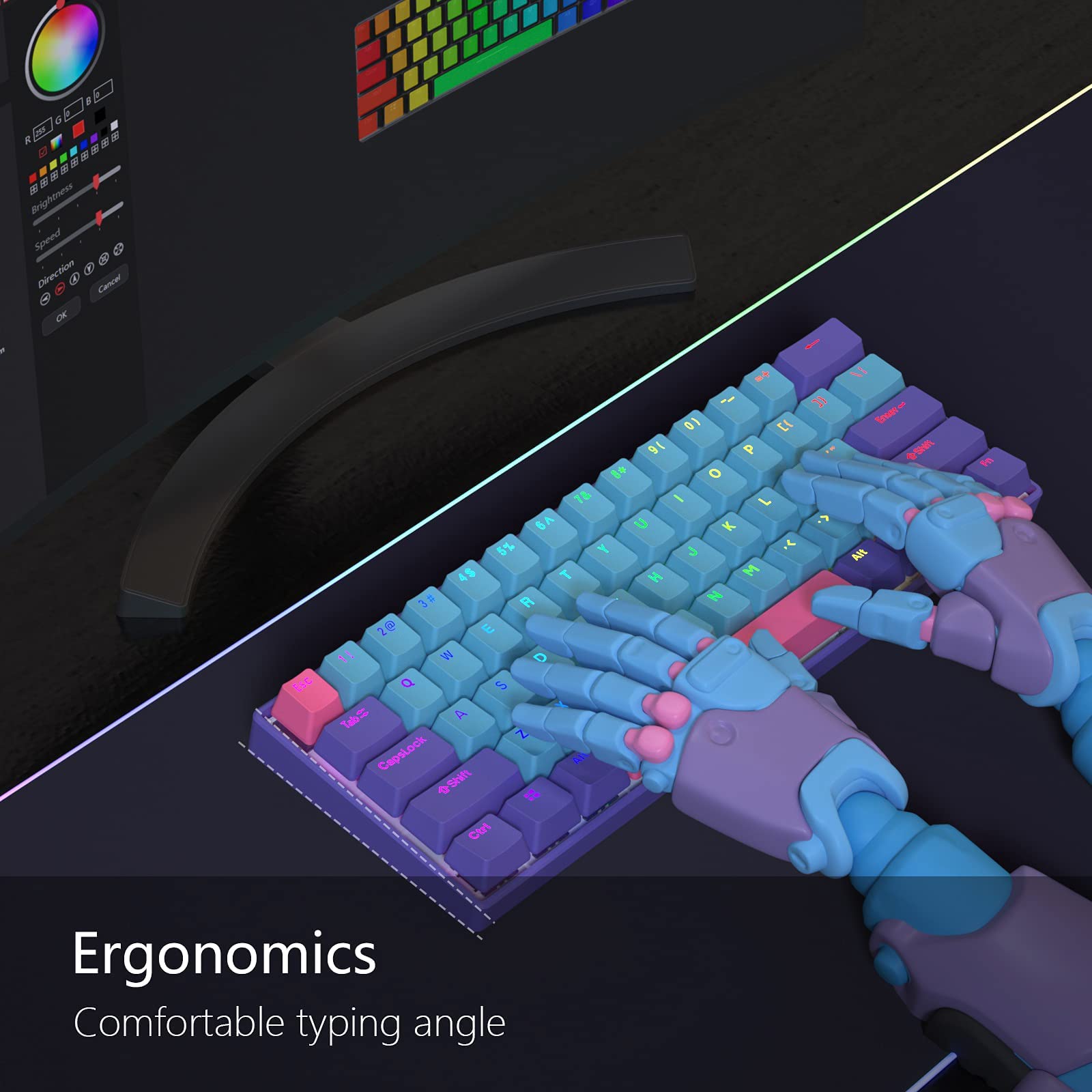 BOYI 61 Mini Hot-Swappable Wired 60% Mechanical Gaming Keyboard,RGB Cherry MX Switch PBT Keycaps NKRO Type-C Keyboard for Gaming and Working (Joker-Plus Color,Cherry MX Speed Silver Switch)
