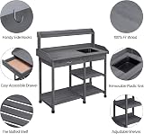 Yaheetech Garden Potting Table Wood Bench with Removable Sink & Shelves view 4