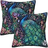 Taekifiyy Peacock Throw Pillow Covers 18x18 Inch Set of 2 Western Decorative Cushion Cases for Couch Living Room Bedroom