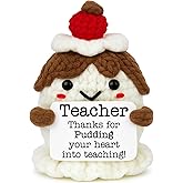 Mini Teacher Gifts for Back to School Sweet Handmade Crochet Pudding Funny Teacher Appreciation Gifts for Women Thanksgiving Day Gift Ideas End of Year Birthday Thank You Gift for Thoughtful Teachers