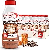 Premier Protein COFFEEHOUSE 30g Protein Shake, Caramel Macchiato, 12 Pack | Caffeinated Energy Beverage, 160 Calories, 24 Vitamins &amp; Minerals, No Added Sugar, Muscle Support, Gluten-Free, 11.5 oz