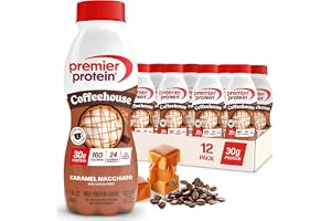 Premier Protein COFFEEHOUSE Caramel Macchiato Protein Shake with Caffeine – 30g Protein, No Added Sugar, 24 Vitamins & Minerals, Coffee Beverage for Energy, Gluten-Free, 11.5 fl oz (12 Pack)