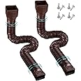 PXCAYFF 2 Pack Rain Gutter Downspout Extensions Flexible,Downspout Extender Diverter Extendable from 21" to 58". Drain Pipe Connector Extendable for Most Residential Downspouts (Brown)