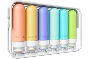 Quatish Travel Bottles for Toiletries 6 Pack, Original Patented Leakproof 3 oz Tsa Approved Travel Size Containers, BPA Free Silicone Shampoo and Conditioner Bottles, Camping Essentials