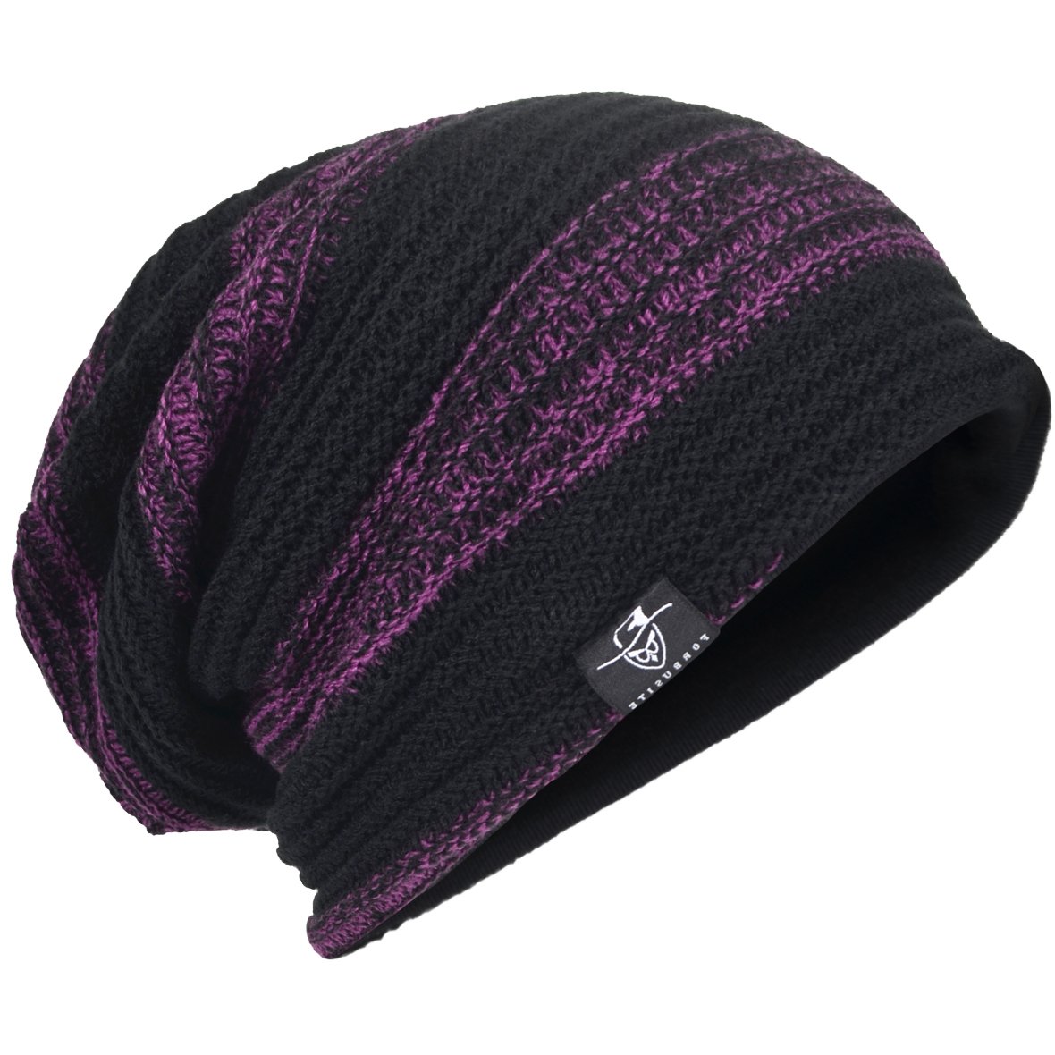Men Oversize Beanie Slouch Skull Knit Large Baggy Cap Ski Hat B08 (Retro-Purple)