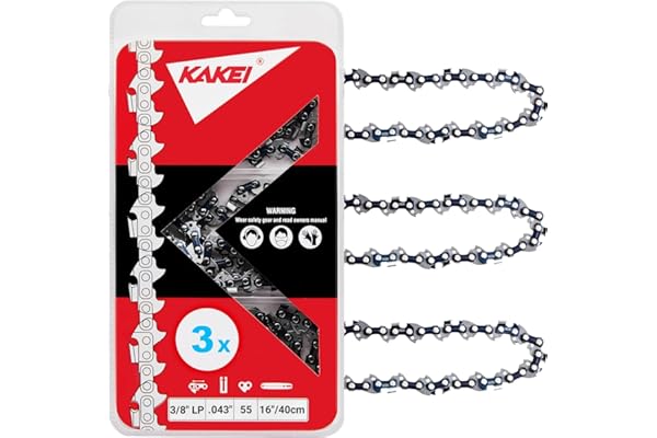KAKEI Chainsaw Chain 16 Inch 3/8" LP Pitch .043" Gauge 55 Drive Links- 61PMM3 55 Fits Stihl MS170, MS171, MS180c - 3610005005