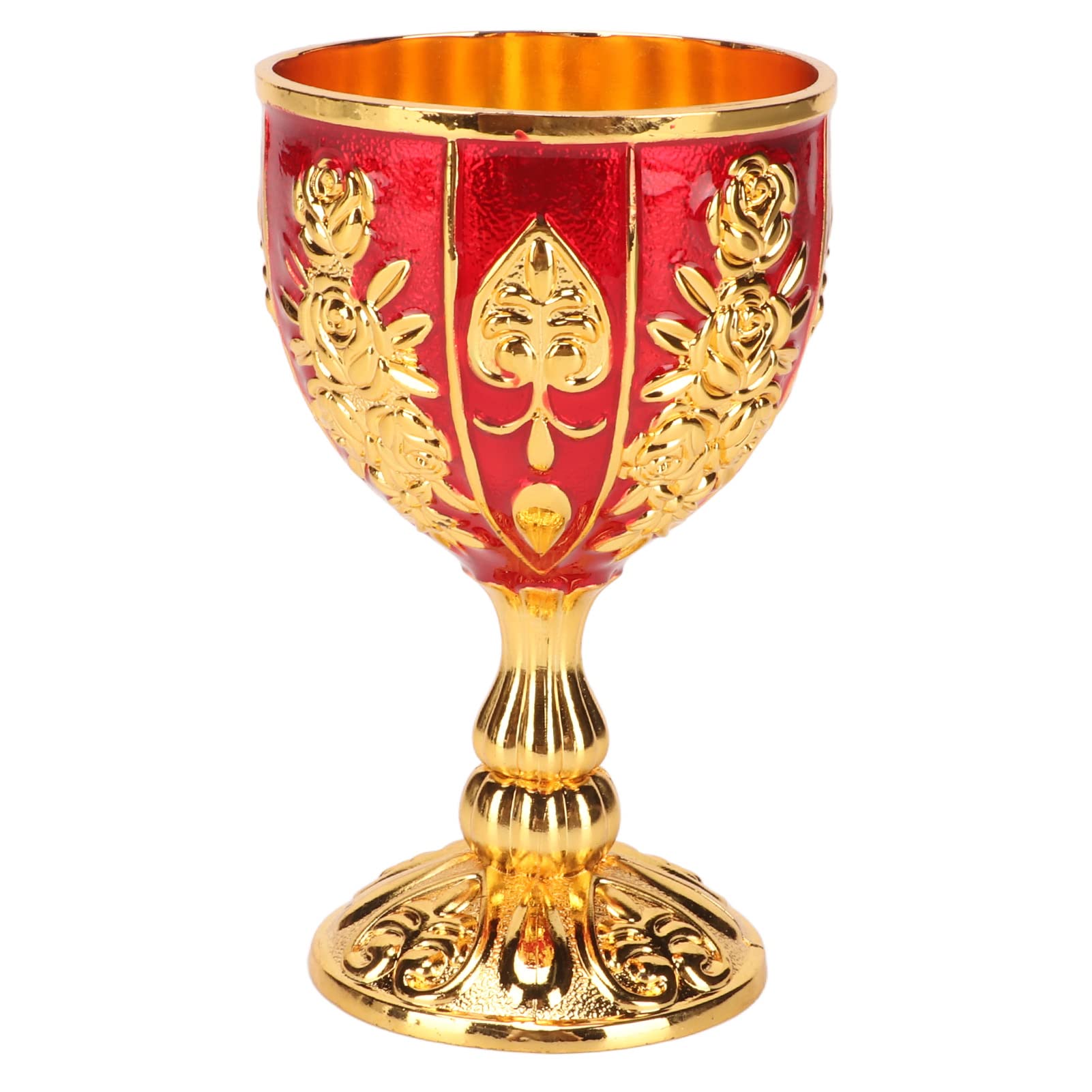 Pimp Cup Retro Embossed Flower Pattern 4 Inch Goblet - High Zinc Alloy - Elegant Gold Chalice for Party, Banquet & Bar