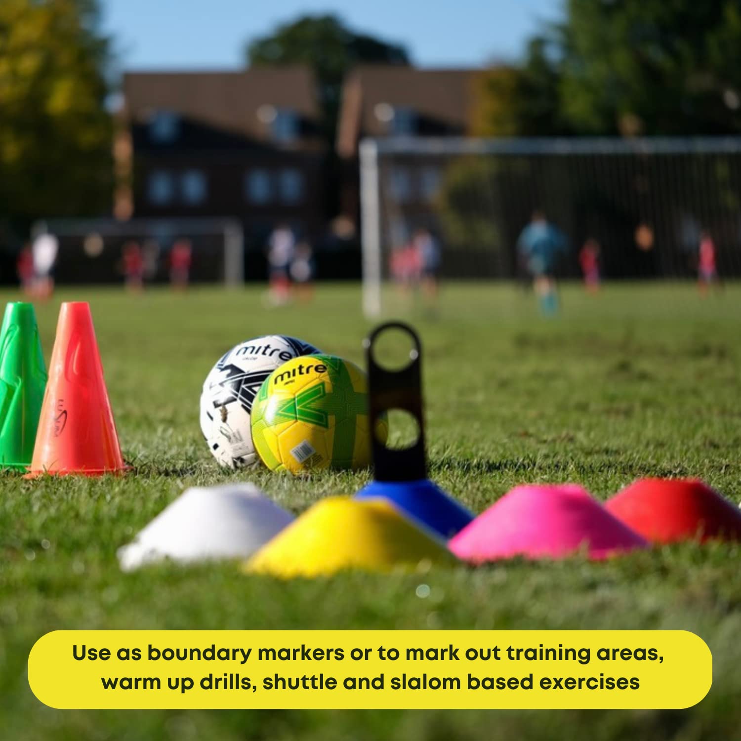 Lusum Set of 50 Sports Safety Space Marker Cones with Stand and Bag - Sports Training Football Cones Set - Indoor/Outdoor Use