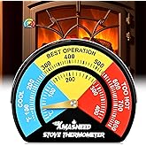 Magnetic Fireplace Thermometer - Large Size, Stove Top Temperature Gauge for Wood Burning Stove & Pellet Stoves (1PCS)