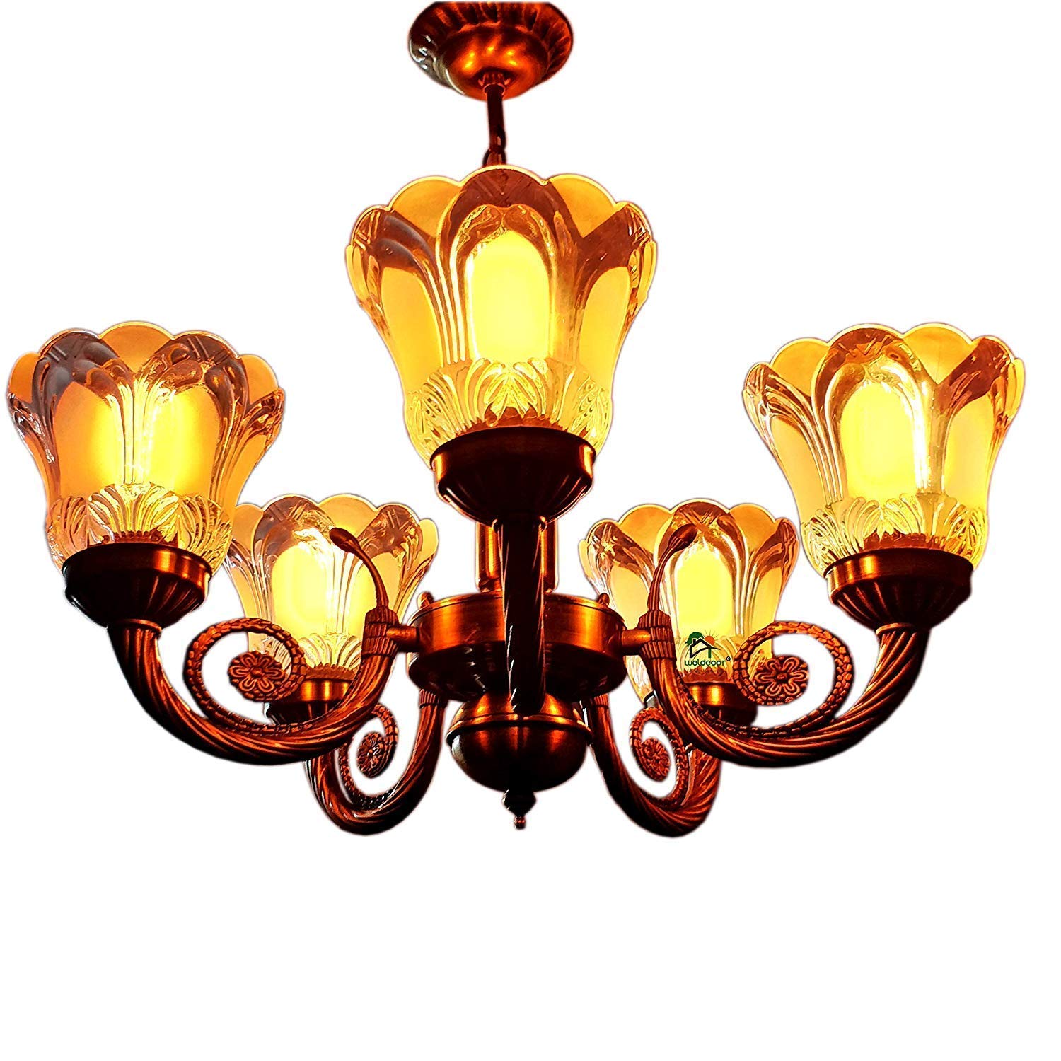 Weldecor® New Arrival Antique Brass Golden Designer 5 Chandelier Lamp,Ceiling Light,Jhoomer
