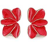 LXUEJIE Petal Earrings for Women, Vintage Irregular Petal Earring, Statement Unique Flower Earrings, Colorful Statement Enamel Stud Trendy Jewelry Gift