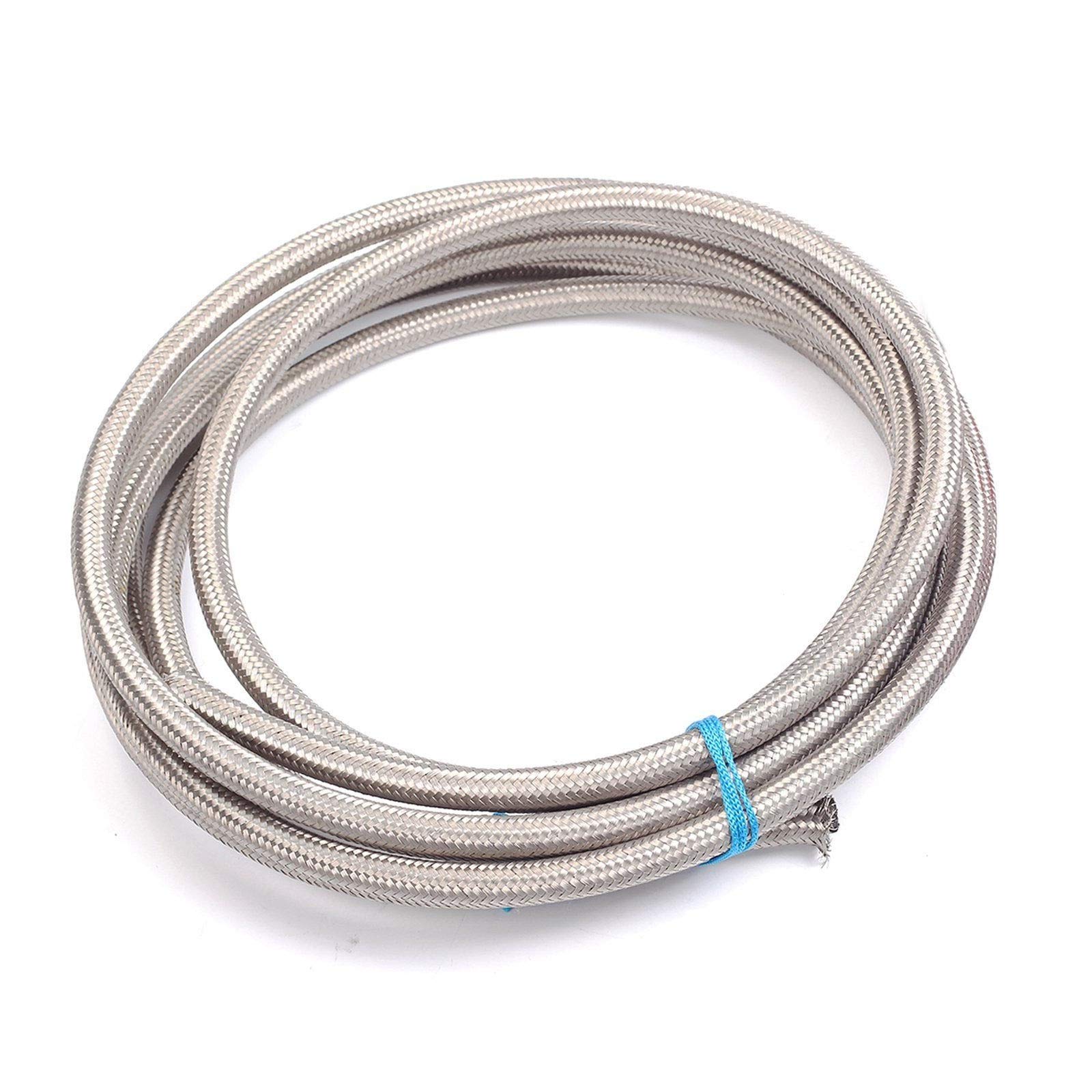 Photo 1 of 6AN 10Feet Stainless Steel Nylon Braided Fuel Line Hose Oil Gas Hose Oil Line Hose Silver