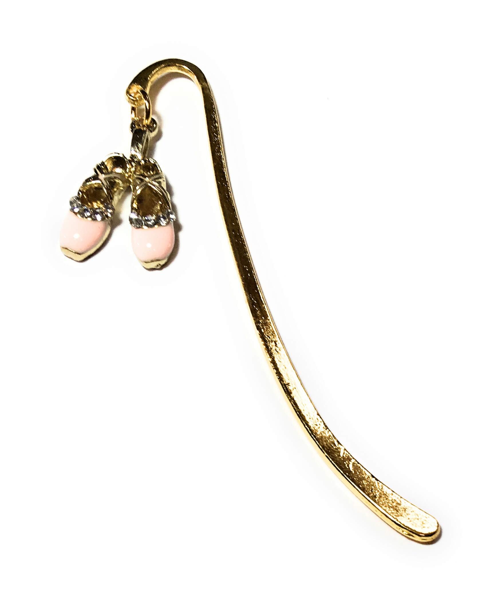 FizzyButton Gifts Gold Tone Enamel Pink Ballet Shoes Charm mini Bookmark in Gift Bag
