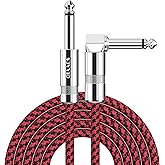 Sovvid Guitar Cable 10ft, Professional Instrument Cable Electric Guitar AMP Cord, 1/4 inch TS Cable for Guitar Bass Mandolin Keyboard and Pro Audio (Red)