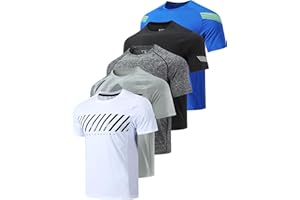 LIBERTY IMPORTS 5 Pack Boys Athletic T Shirts, Youth Kids Dry Fit Short Sleeve Tees Performance Tops Activewear Clothing Bulk
